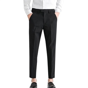 Pantalon de tenue décontractée pour hommes, fourniture directe d'usine, vêtements d'extérieur décontractés de bureau en coton coupe ajustée, pantalon de robe uni élégant - Product Image 6