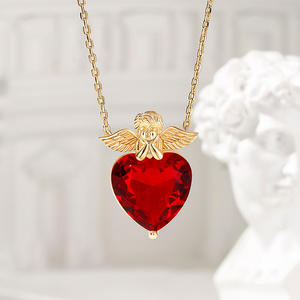 Collier en argent sterling Jeulia avec cœur de Cupidon, diamant et perle d'eau douce en or rose - Product Image 4
