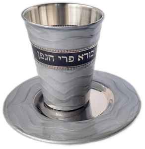 Modern Jewish Kiddush Cup <b>Plate</b> <b>Set</b> Customised Enamelled <b>Marble</b> Texture Factory Direct Low Price Hot Sale Stainless Goblets bulk - Product Image 2