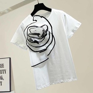 เสื้อยืดแฟชั่นแขนสั้นสำหรับผู้หญิง,เสื้อคอกลมทรงหลวมลำลองแบบมีโลโก้ของคุณ - Product Image 3