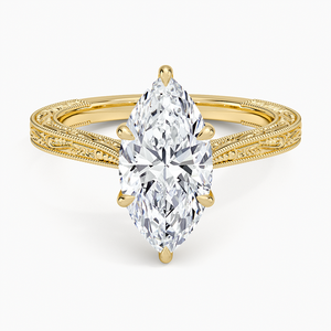 Timeless 10K Gold Engagement <b>Ring</b> with Lab Grown Marquise Diamond Radiant Symmetry for Weddings and Parties <b>Fine</b> <b>Rings</b> - Product Image 1