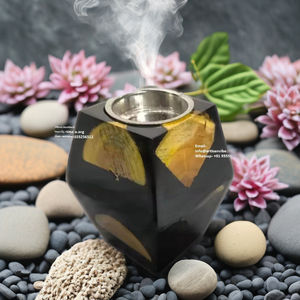 Support de bakhoor en bois artisanal avec brûleur d'aromathérapie thérapeutique au design de feuille et porte-encens - Product Image 6