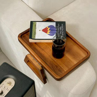 Table d'appoint moderne en bois d'acacia massif pour canapé, idéale pour les petits espaces et les canapés larges, pour manger et boire