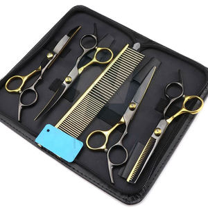 ชุดกรรไกรตัดขนสัตว์สำหรับสุนัขแมวและสัตว์ขนาดเล็กกรรไกรตัดขนสัตว์สีดำทองขนาด6นิ้ว - Product Image 2