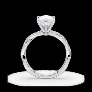 Anillo de compromiso con diamante cultivado en laboratorio de corte marquesa de 2.10 quilates, certificado por IGI, oro macizo de 14k con vástago trenzado - Product Image 3