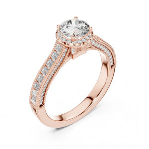 Anillo de Compromiso de Oro Amarillo de 14K con Diamantes Redondos y Talla Baguette |   Diamante Cultivado Nuevo - Product Image 4