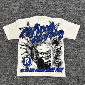 איכות גבוהה גברים מזדמנים 100% כותנה אורגנית חולצה קלה משקל מסך משי הדפסה דפוס אחיד בד סרוג בד - Product Image 1