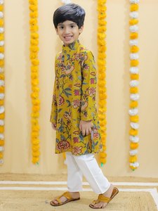 Conjunto étnico de pijama de algodón Kurta para niños, vestido de boda de estilo informal indio tradicional para niños, ropa de fiesta - Product Image 2