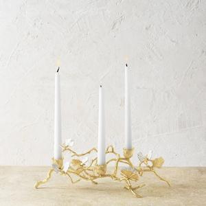 Rustic antique style floral metal candle <b>holder</b> to give a warm glow and floral touch to traditional table settings - Product Image 5