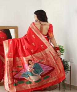 Prêt à porter broderie traditionnelle travail Banarasi Khadi Sari soie fête indienne vêtements de mariage dames prix de gros Net tissu - Product Image 3