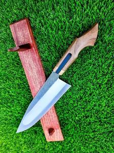 Cuchillo de chef hecho a mano con mango de madera y resina Hoja grabada de acero al carbono para uso en la cocina Aniversario y regalos de Navidad - Product Image 4