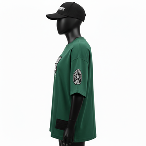 <b>Women</b> Boxy T Shirt High GSM Polyester <b>Mesh</b> Jersey 200 GSM Soft Feel Solid Green Color Embroidered Logo <b>Women</b> Cotton T-Shirt - Product Image 3