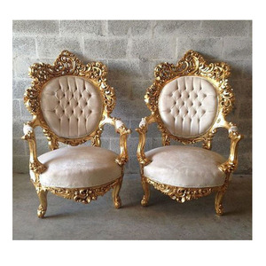 Chaises royales de mariage pour les mariés Dernières chaises de mariage en or blanc pour les couples Chaises de style moderne pour mariage indien - Product Image 1