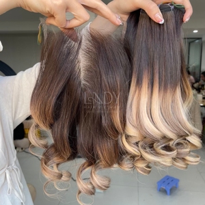 Extensiones de Cabello Humano Vietnamita de la Más Alta Calidad, Color Ombre, Cabello Virgen y Elástico, Juego de Paquetes con Cierre 2025 - Product Image 3
