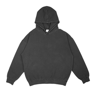 Sudadera de moda de algodón de 300 gramos, estilo vintage, lavada, impermeable, con forro polar, bolsillos, corte regular y hombros caídos, para invierno, estilo urbano. - Product Image 4