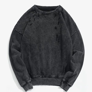 Sudadera de cuello redondo personalizada 100% algodón polar de gran tamaño hombro caído alargado francés Terry rasgado sudaderas ropa de calle - Product Image 3