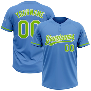 Camiseta de Béisbol Personalizada Azul Marino con Ribete Verde Neón Nombre del Equipo Número Uniforme Transpirable - Product Image 4