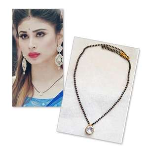 Kriaa White Glass Stone Gold-Plated Mangalsutra 1503008 <b>Fine</b> Chains <b>Necklace</b> - Product Image 1