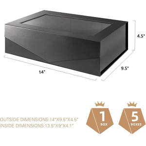Grande boîte cadeau transparente avec fenêtre, boîte cadeau noire de 13.5x9x4.1 pouces pour cadeau contenant un ruban, une carte, une boîte de proposition de garçon d'honneur - Product Image 6