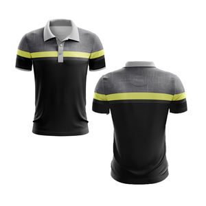 Polo de Golf sin cuello para hombre, Polo de secado rápido, novedad, camiseta Henley de manga corta, Polo activo a rayas - Product Image 1