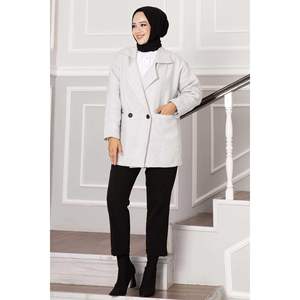 Abrigo Cachemira Hijab Herringbone Gris - Product Image 1