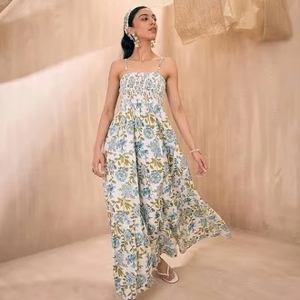 Vestido de mujer de algodón hecho a mano indio, vestido de regalo de boda personalizado para novia, ropa de verano, vestido con estampado floral, regalo para ella a la venta - Product Image 1