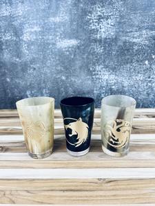 Vasos de chupito de cuerno vikingo rústico Cuerno de búfalo natural Perfecto para hidromiel y whisky - Product Image 2