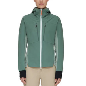 Veste Softshell imperméable coupe-vent respirante en toile d'hiver pour femme, personnalisée, OEM, écologique, teinte unie, polaire - Product Image 3