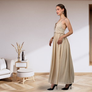 Maxi vestido de gasa occidental adornado a mano de diseñador hecho a mano de primera elección con tela suave y toque glamoroso para uso moderno de Damas - Product Image 2