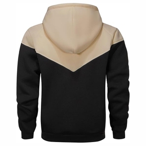 Sudadera con Capucha Bicolor para Hombre – Sudadera con Capucha de Forro Polar en Contraste Marrón y Negro con Bolsillo Frontal - Product Image 2