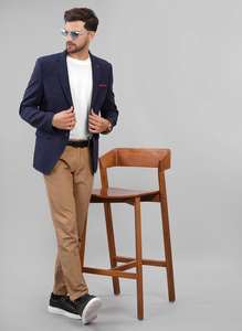 Blazer Azul Marino de Alta Demanda, Chaqueta Formal Elegante para Hombre para Reuniones de Negocios y Eventos Nocturnos a Precio Directo de Fábrica - Product Image 4