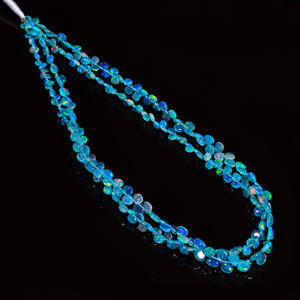 Opale, perles d'opale bleue éthiopienne, perles de pierres précieuses ovales multi-feu pour la fabrication de bijoux, perles lisses de coeur de pierres précieuses d'opale de feu multi - Product Image 1