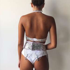 Trajes de Club de baile brillantes para mujer, monos metálicos de moda, monos de fiesta de moda, ropa de discoteca elegante - Product Image 4