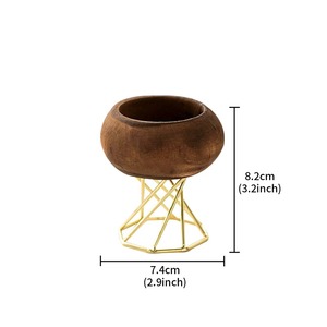 Wooden <b>Candle</b> Holder Pot Design with Metal Stand for Home Styling Tabletop Display Party Setup and Interior Decor From India - Product Image 3