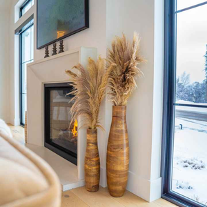 Meilleurs Vases multi tailles pour la décoration Vase de sol de salon Vase à fleurs en bois Pots de plantes faits à la main étanches décoratifs - Product Image 1