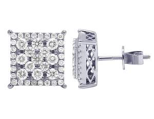 S925 Silver Iced Out Big Square Moissanite Diamond Stud Hip Hop Boucle d'oreille pour femme - Product Image 3