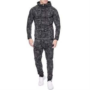 Conjunto de Sudadera con Capucha y Pantalones Deportivos de Dos Piezas, Estampado de Camuflaje, Transpirable, de Forro Polar, para Invierno, Estilo Informal, Holgado, para Hombre - Product Image 6