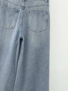 OEM personalizado cremallera mosca Denim pierna ancha de longitud completa casual moda jeans pantalones de las mujeres de encargo suelta de alta cintura Boyfriend estilo de mezclilla - Product Image 6