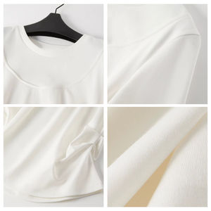 เสื้อยืดคอกลมสำหรับผู้หญิงเสื้อยืดระบายอากาศได้ดีคอกลมผ้าฝ้าย100% ขายส่งโลโก้ตามสั่ง - Product Image 6
