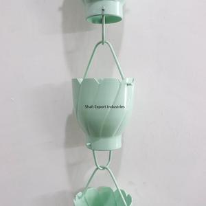 <b>Vintage</b> Style Metal Cup Rain Chain Grey Finished For Home And Garden Decor Hanging Rain Chain Gutter Downspout - Product Image 5