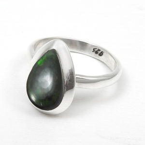 Bagues en argent sterling 925 unisexes belle opale noire naturelle véritable pierre de naissance de guérison pierres précieuses bagues de déclaration de luxe en vrac - Product Image 2