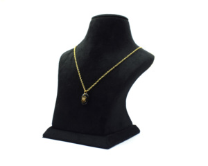 Hermosa piedra preciosa de ónix negro con colgante de collar de cadena de moda de forma ovalada hecha a mano chapada en oro de 18 quilates - Product Image 6