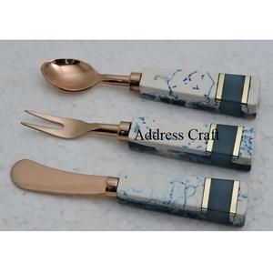 Juego de cubiertos de acero inoxidable de alta calidad, cubiertos chapados en cobre con mango de resina para bodas, hoteles, elementos esenciales de cocina sostenibles - Product Image 5