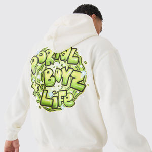 Sudadera con capucha de algodón 100% de gran tamaño para hombre de la mejor calidad, cuello levantado, logotipo frontal, buen patrón de impresión para la temporada de invierno - Product Image 6