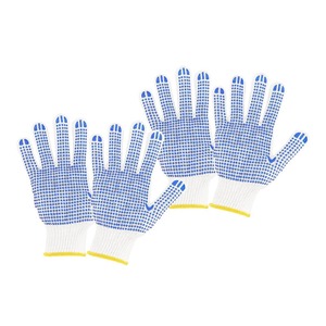 Guantes DE SEGURIDAD anticorte hechos en Pakistán, cuero de poliéster de algodón PVC punteado de un solo lado para trabajos de construcción y cuidado de las manos - Product Image 1