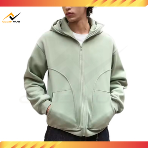 Sudadera con Capucha para Hombre, Gruesa, 100% Algodón, Transpirable, Impermeable, Diseño de Pasamontañas, Cierre Completo, Hombros Caídos, Venta al Por Mayor - Product Image 3