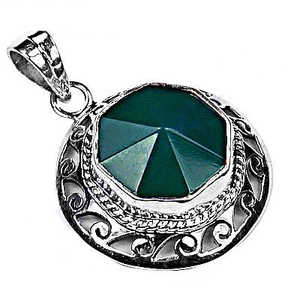 Collier pour femme en argent 925, pendentif en zircon vert taille coussin, motif géométrique en rhodium, finition or 14 carats, or rose - Product Image 2