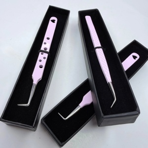 Pince à épiler pour cils GETUP BROSONS IMPEX de haute qualité, en acier inoxydable doré, à pointe lisse, avec poignée diamantée, couleurs plasma - Product Image 1