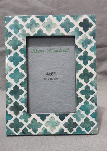 Stylish Photo <b>Frame</b> Blue & White Color Designer <b>Print</b> Bone Inlay Standing Home Decorative Resin - Product Image 3