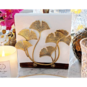 Attrayant or fleur porte-serviettes support de mouchoirs créatif porte-serviettes en métal avec base en marbre porte-mouchoirs pour fournitures d'hôtel - Product Image 4